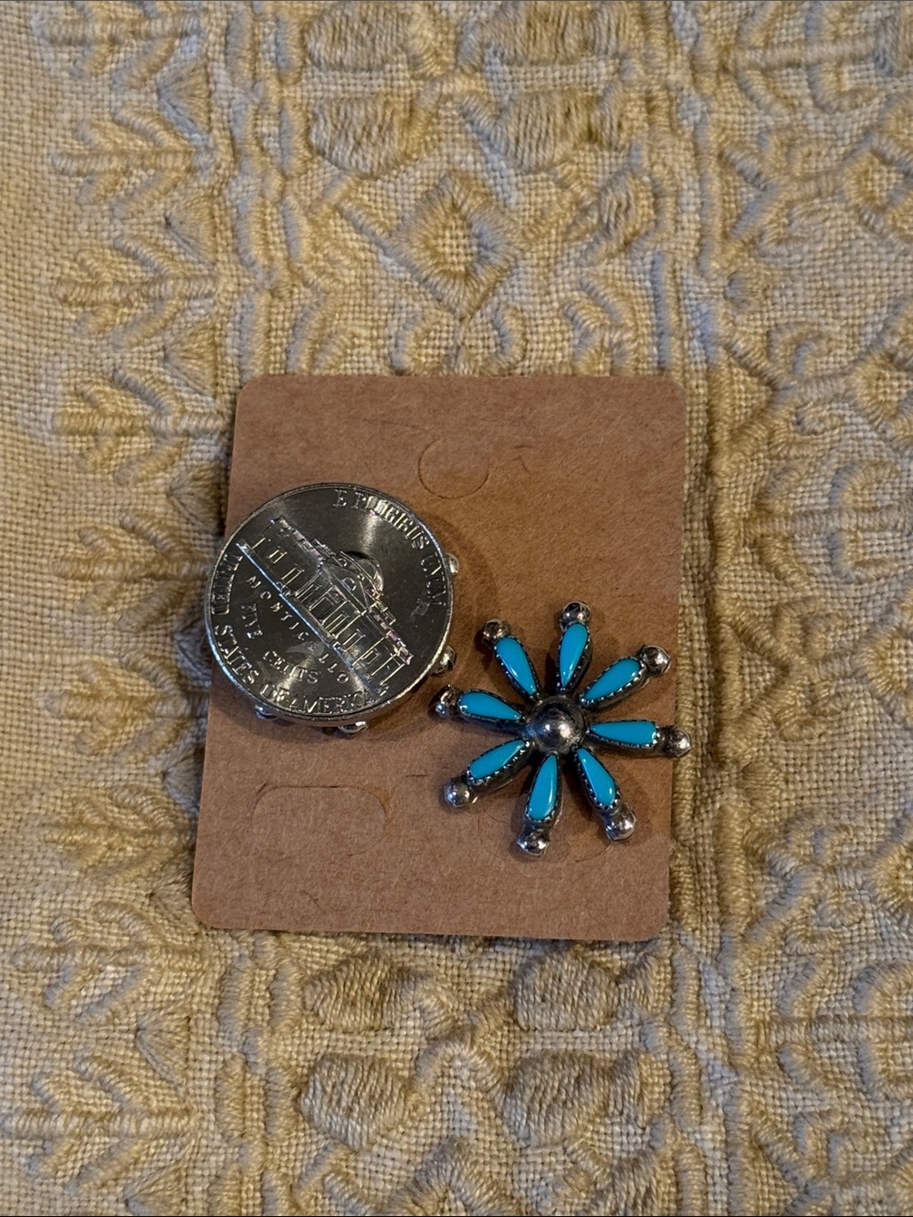 Sterling Silver / Turquoise Stud Earrings - Picture 5 of 7